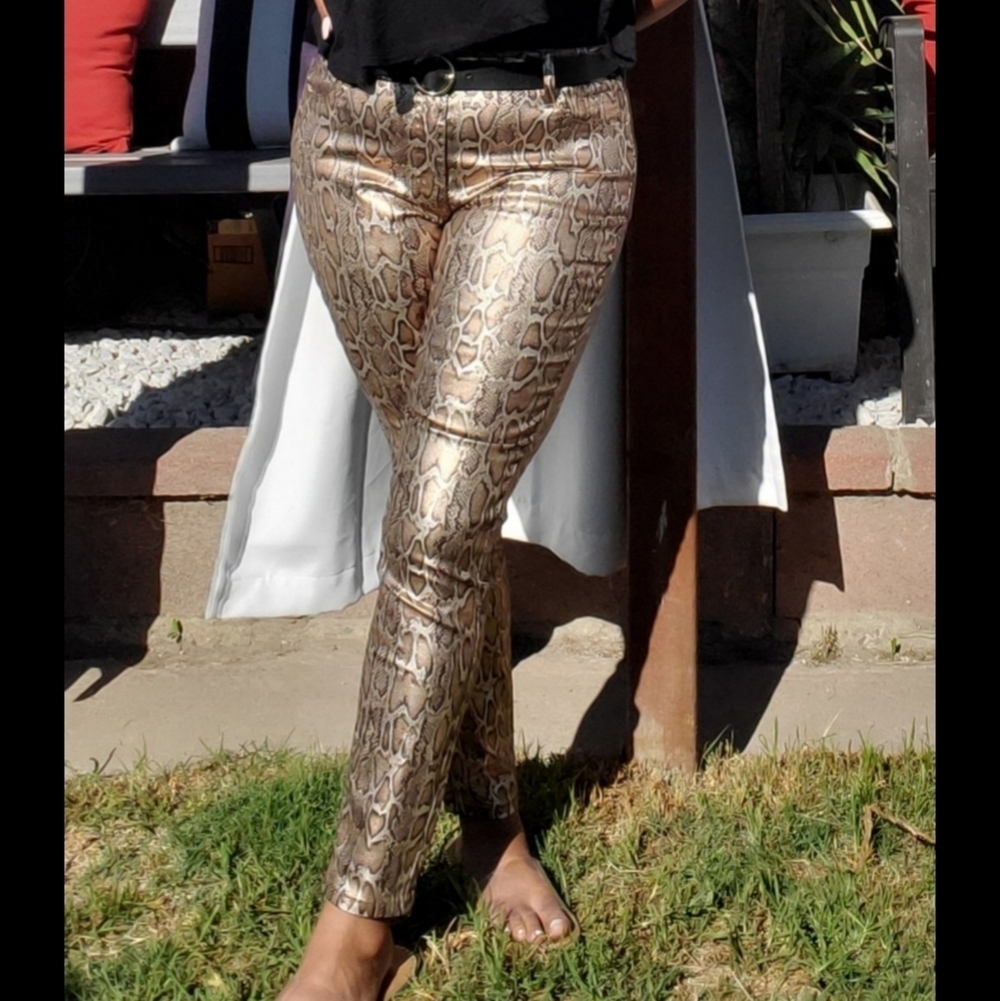 Faux Snakeskin Pants